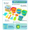 Teuevayl Collapsible Bucket Beach Sand Toys for Kids, Travel Beach Toys with Mesh Bag, 3 Collapsible Sand Castle Toys, Dinosaur Sand Molds, Shovel Sieve, 12 PCS Sandbox Beach Toys for Toddler 3-10