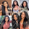 KLAIYI Bye Bye Knots Glueless Wig Yaki Straight 7x5 Pre Cut Lace Front Wigs Human Hair Put On and Go Wigs for Beginners Pre Bleached Pre Plucked No Glue 30S Easy to Wear Kinky Wigs for Women 14Inch