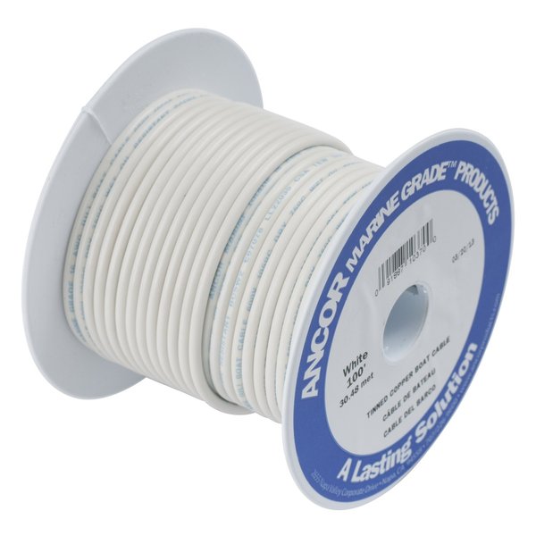 Ancor 104910 Tinned Copper Wire, 14 AWG (2mm2), White - 100ft