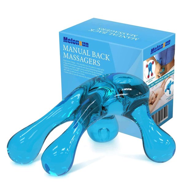 melonsun Palm Massage Tool - Easier Grip Handheld Massage Tool, Four Point Massage Tool, for Deep Tissue Pain Relief (Blue)