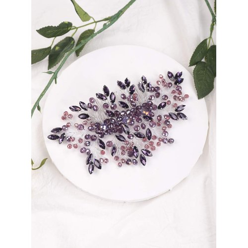 Aimimier Bridal Purple Crystal Hair Comb Amethyst Hair Piece Wedding Hair Accessories for Women and Girls (Purple)