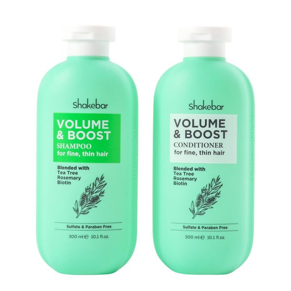 Shakebar Tea Tree Shampoo and Conditioner Set, Biotin Shampoo Rich Tea Tree Oil, Conditioning Rosemary, Hair Thickening Shampoo for All Hair Types, Refreshes Scalp, Sulfate & Paraben Free