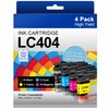 LC404 Compatible Ink Cartridges Replacement for LC404 Ink Cartridges for Brother Printer LC404 LC-404 LC404BK to use with MFC-J1205W MFC-J1215W (4-Pack, Black Cyan Magenta Yellow)