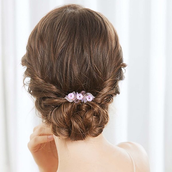 YienDoo Fancy Bridal Rhinestone Hair Clip Pin Barrette Purple Flower Bow Crystal Hairpin Barrette Sparkly Glitter Wedding Headwear Crystal Hair Clip Hair Shiny Hair Holder Accessories for Women Girl