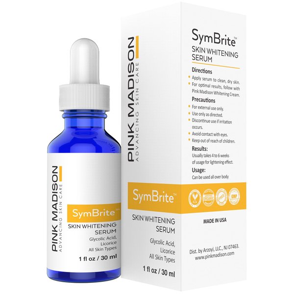 Pink Madison Dark Spot Corrector Remover for Face Neck Hands. Men and Women Made in USA Vitamin C Hyaluronic Acid, Green Tea Extract 1 OZ