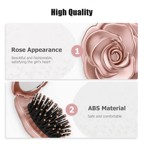 Travel Folding Hair Brush, Mini Pocket Mirror Brush Easy to Carry for Small Spaces Nylon Brush/Comb/HairBrush for Women Men's Any Hairstyles Hair and Beards Wet Dry Hair Restore Shine