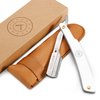 Best Shavette Straight Razor - Replaceable Blade Straight Razor, Metal Handle Shavette, No Stropping or Honing, Great For Beginners, Starter Blade, Hygienic, Close Shave, Leather Case (Silver)