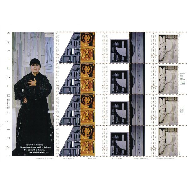 Louise Nevelson pane 20 x 33 cent U.S. Postage Stamps Scott 3379-83