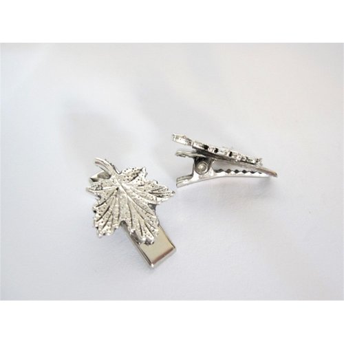 Generic 2 extra tiny small silver maple leaf metal alligator hair clip for fine thin