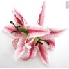 XL Double 8 inch Pink Cream Tiger Lily Silk Flower Hair Clip with Teeth