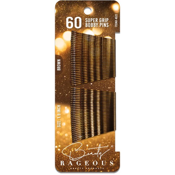 Super Grip Bobby Pins - Brown (60 Count) - Womens Bobby Pins 1.9 Inch - Easy, Secure, All Hair Types