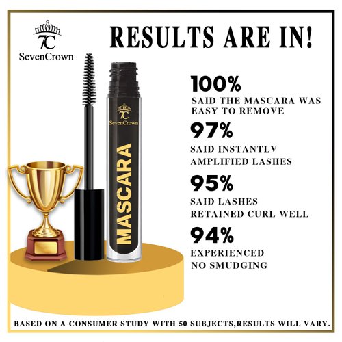 7C SEVENCROWN Mascara Black Curling & Length Waterproof Mascara Makeup Set | Vegan & Cruelty-Free | Holiday Gift for Beauty Lovers