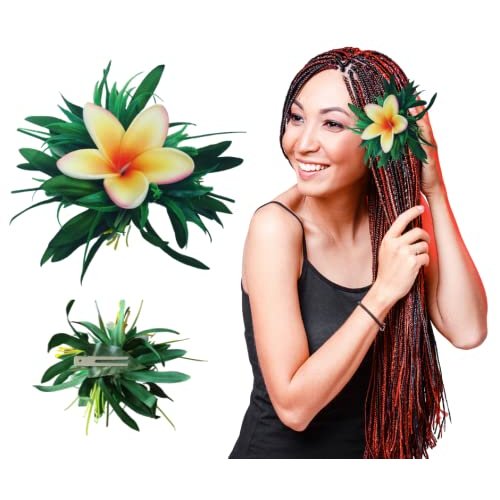 Plumeria Hawaii Flower Hair Clip Accessories for Braids Assorted Luau Aviella Aloha assorted Hawaiian Flowers for Girls Dance Hula Moana Mermaid Unicorn Kids Hair accessory Set