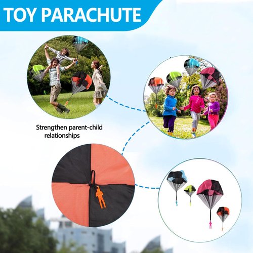 4PCS Parachute Toy,Free Throwing Toy Parachute,Outdoor Toss It Up Flying Toys for Kids,Parachute Figures Hand Throw Soliders Square Outdoor Children's Flying Toys,No Assemble or Batteries Required