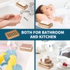 DEBETOOL Teak Wood Soap Dish, 2 Pack Waterproof Self Draining Soap Dish - Natural Wooden Bar Soap Holder for Bathroom and Kitchen