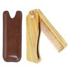 Onedor Handmade 100% Natural Green Sandalwood Fine Tooth Wooden Comb for Men Hair, Beard, and Mustache Styling Pocket Comb With Leather Case (Folding)