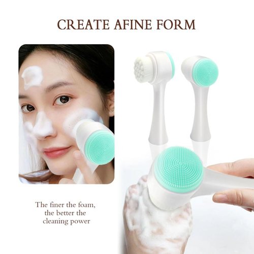 Face Washing Set,Facial Washing Brush, Headbands, Wrist Band, Facial Mask Brush，and Powder Puff（Blue 6pcs）