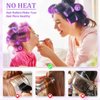 Hair Curlers Rollers, 12Pcs Big Hair Rollers Self Grip Holding Curlers with 12Pcs Stainless Steel Duckbill Clips for Long Medium Thick Hair Volume (Purple)
