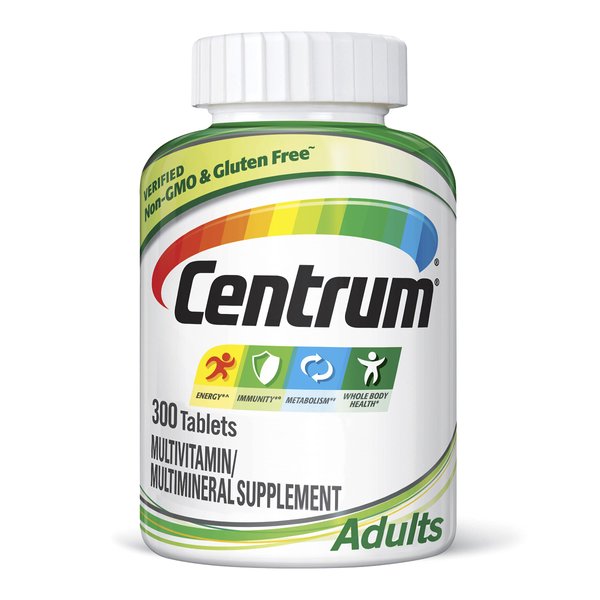 Centrum Adult Multivitamin/Multimineral Supplement with Antioxidants, Zinc, Vitamin D3 and B Vitamins, Gluten Free, Non-GMO Ingredients - 300 Count