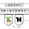 Star and Wars Birthday Banner for Kids Teens Adults, Mandalorian Birthday Decorations, Universe Wars Backdrop for Boys Birthday Party Supplies, Yoda Themed Banner for Baby Boys Kids Bday Party