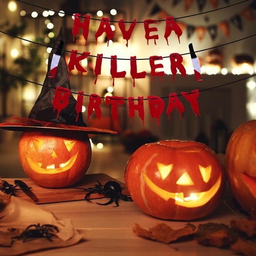 HERSAUL Halloween Birthday Party Banner Scary Halloween Decorations Mystery Party Scream Birthday Decorations Horror Themed Birthday Decorations Horror Movie Decor Crime Scene Decorations