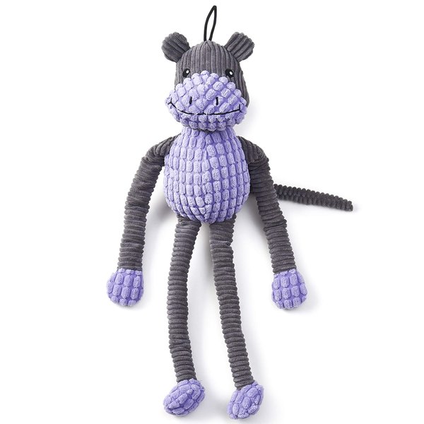 PetRageous 17033 StretchRageous Hippo Two-Tone Machine Washable Squeak and Crinkle Dog Toy for Dogs and Cats, 18-Inch Long 2.5-Inch Tall, Purple