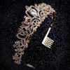 Araluky Crystal Tiara Crown Headband Princess Elegant Tiara with Combs for Women Young Ladies Bridal Wedding Prom Birthday Party, Gold