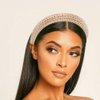 AHONEY Rhinestone Headband for Women Girls, Hair Bling Crystal Glitter Sparkly Diamond Padded Headband Fancy Jeweled Headpiece Holiday Hair Accessories Birthday Gifts (Gold)