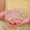 JWICOS Mini Crystal Hair Comb Pink Small Crystal Comb Headband Shiny Rhinestone Comb Headpiece for Girls Princess Birthday Party (Pink)