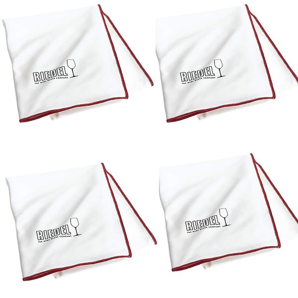Riedel White Crystal Microfiber Cleaning Cloth Wipe, Set of 4