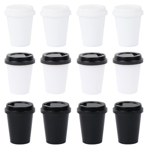 12 Set Dollhouse Miniatures Coffee Cups 1:12 Mini Takeaway Coffee Cup Miniature Dollhouse Accessories Mini Things for Mini Coffee Shop