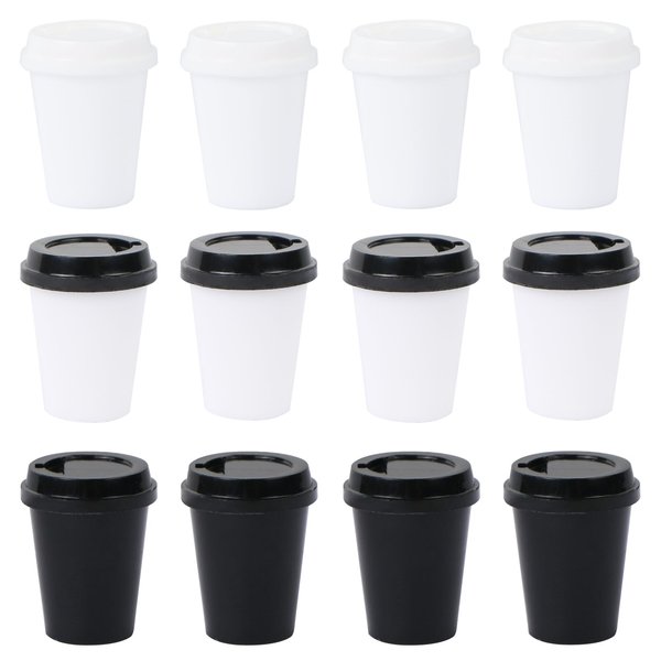 12 Set Dollhouse Miniatures Coffee Cups 1:12 Mini Takeaway Coffee Cup Miniature Dollhouse Accessories Mini Things for Mini Coffee Shop