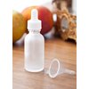 1 oz Frosted Clear Glass Boston Round Bottle with White Dropper (4 pack) + Funnel