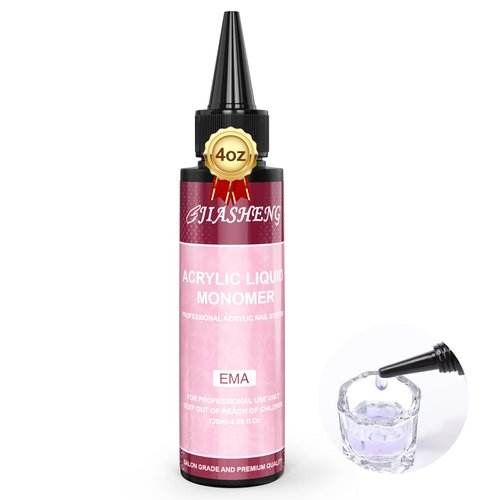 JIASHENG 4.06 fl.oz Monomer, Monomer Acrylic Nail Liquid for Acrylic Powders Liquid Monomer for Acrylic Nails, Acrylic Monomer Liquid Suitable Nail Salon Home DIY Use