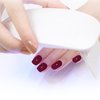 WOKOTO Semi Cured Gel Nail Strips, 20 Pcs Burgundy Red Semi Cured Gel Nail Art Stickers Full Wraps with Nail File & Wood Stick, UV Light Required, Salon Quality, Easy to Apply&Remove