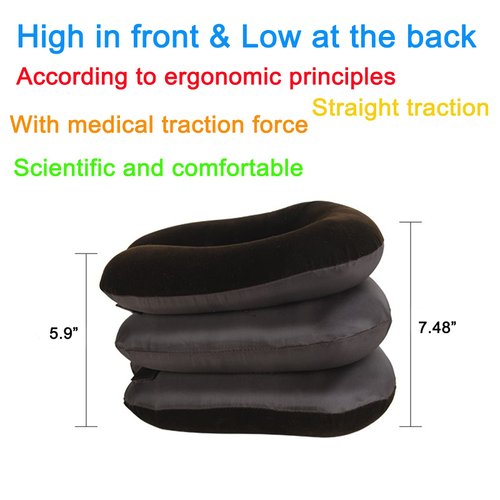 2 Pack Cervical Neck Traction Device Inflatable Collar Brace Adjustable Neck Stretcher Neck Support for Spine Alignment and Chronic Neck Pain Relief(Brown)