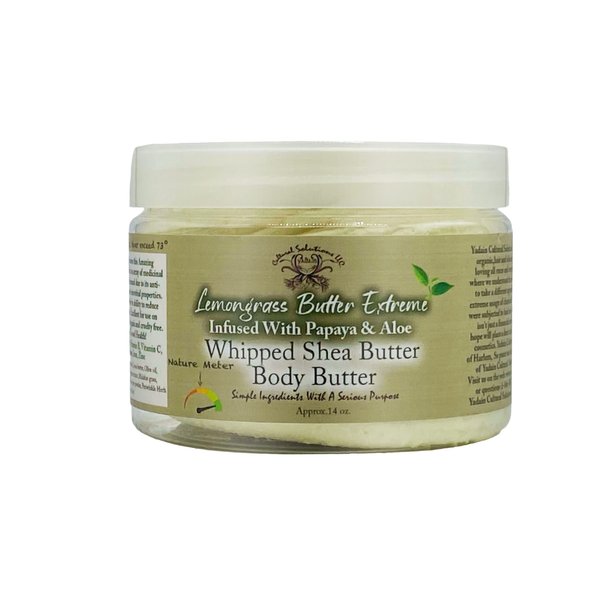 Yadain Lemongrass Extreme Body Butter | Whipped Shea Butter for Face and Body Moisturizing Natural Body Butter for Skin Detox, Cruelty-Free, 12oz