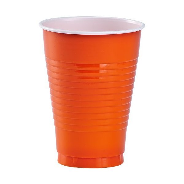 Disposable Plastic Cups - 12 Oz, Orange, 20 Pcs