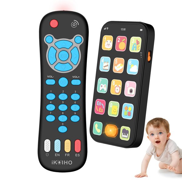 Baby Remote Control Toy Phone, Realistic Kids Phone Toy Remote with Music and Light for 1 Year Old Boys Girls Gifts, Early Education Learning Baby Toys for 6 to 12 Months 12-18 Months Child Infant