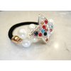 Pearl beads with colorful crystal star hair tie ponytail holders elastic tie