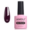 AIMEILI Soak Off U V LED Gel Nail Polish - Burgundy Plum Dark Purple (028) 10ml