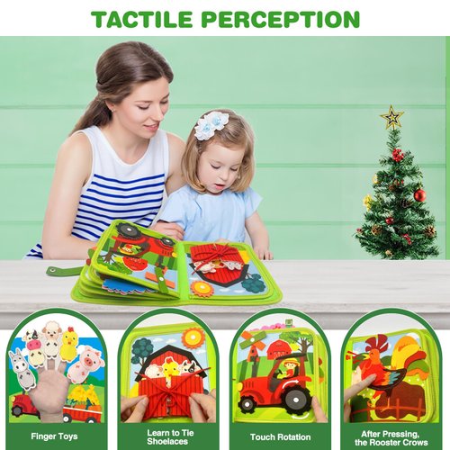 Busy Book for Toddlers, Montessori Toys Busy Board for Toddlers, Birthday Gifts for Boys & Girls, Quiet Activity Book with Life Skills, Cognition, Sorting - Autism Sensory busy book, Travel toys