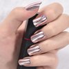 Pink Metallic Fake Nails Short Full Cover Mirror Salon False Nail Art Tips for Women Decoration