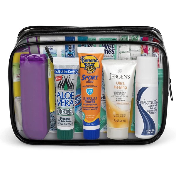 Asom Beach Accessory Essentials Toiletry Convenience Kit, Premium Quality Travel Toiletries Vacation Necessities Accessories Beach Swim Bag Set.