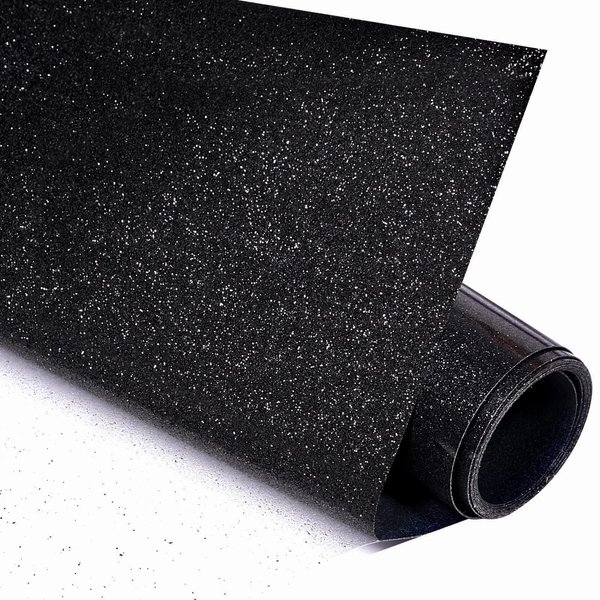 VINYL FROG Glitter HTV Vinyl Heat Transfer Vinyl Roll 12" x 5ft Black Iron on Vinyl Glitter Heat Press Vinyl for T-Shirts Works with All Cutter Machine