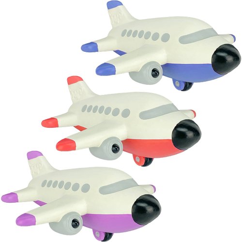 Multipet Latex Airplane Squeaking Dog Toy 6.5" Inches (Assorted Color)