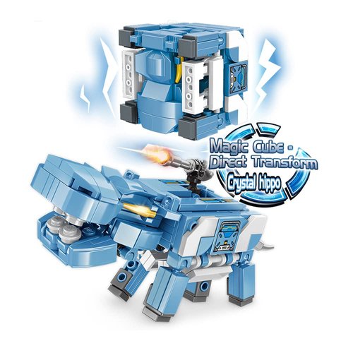 QMAN Building Blocks STEM Toy for Kids Age 6+ Magic Cube Bricks Transform Animal Toys to Build Educational Learning Creative Building Kit Gift Toy for Boys and Girls, 149 Pieces (Hippo Model)
