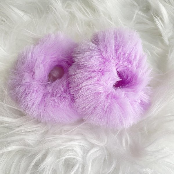 2PCS Purple Furry Hair Elastics Ties Furry Hair Scrunchies Fur Hair Bands Ponytail Holders for Girls Women Halloween Cosplay Costume Hair Accessories