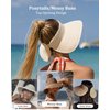 FURTALK Sun Visor Hats for Women Wide Brim Straw Roll-Up Ponytail Summer Beach Hat UV UPF Packable Foldable Travel Khaki