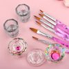 Acrylic Nail Brush Dappen Dish Set, 6PCS Nail Art Pen and 4PCS Crystal Dappen Dish for Acrylic Nails, Manicure Bowl Cup Glass Container for Acrylic Liquid Nail Tool Kit